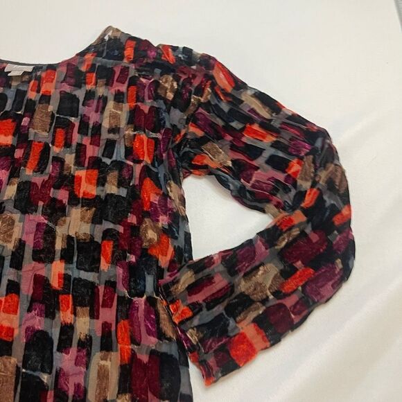 J. Jill Velvet Colorblock Top Blouse Size Small - Picture 2 of 8